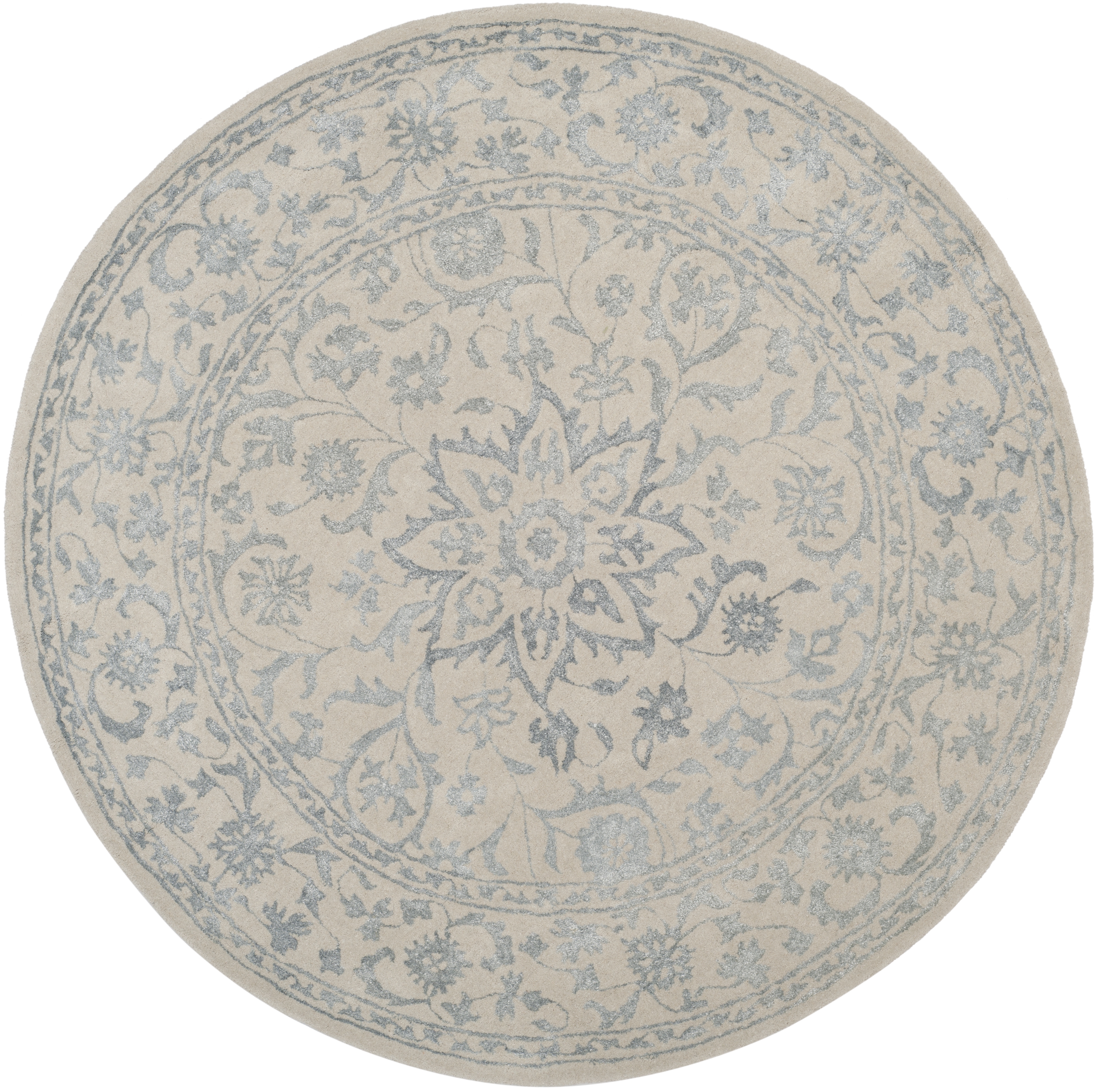 Arlo Home Hand Tufted Area Rug, GLM515A, Silver/Ivory,  6' X 6' Round - Image 0
