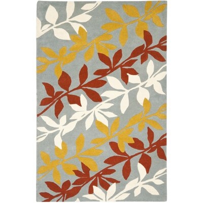 Avayah Floral Handmade Tufted Gray/Red/Yellow Area Rug - Image 0