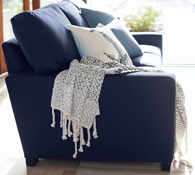 Turner Square Arm Upholstered Sofa 2X2 83", Down Blend Wrapped Cushions, Performance Brushed Basketweave Chambray - Image 1