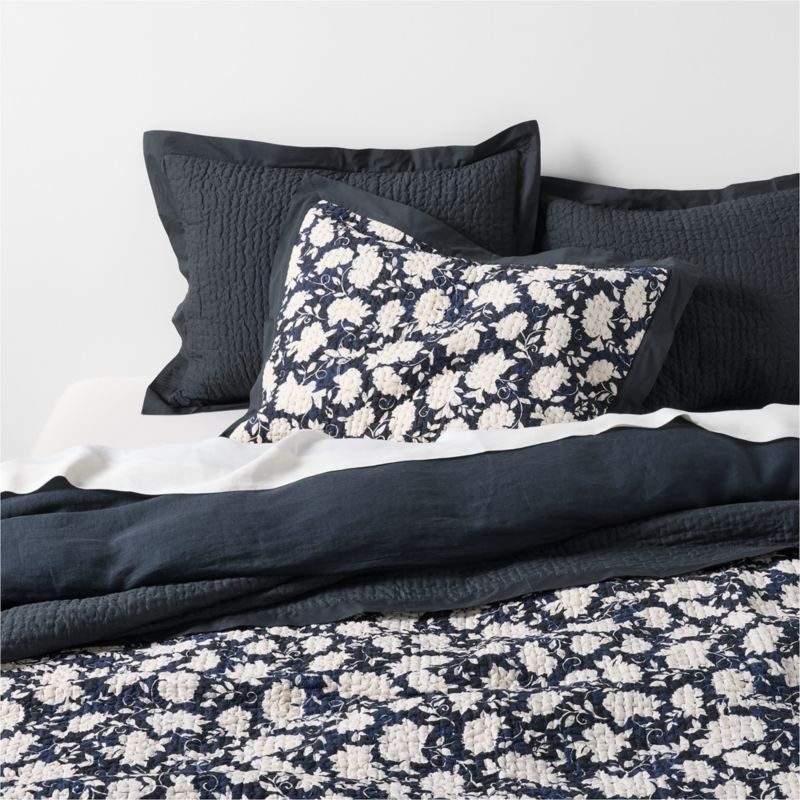 Celeste Organic Cotton Midnight Navy Standard Bed Pillow Sham - Image 1