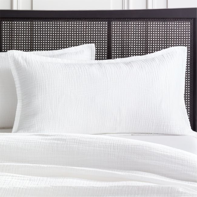 Alto Organic Cotton Gauze White King Pillow Shams Set of 2 - Image 0