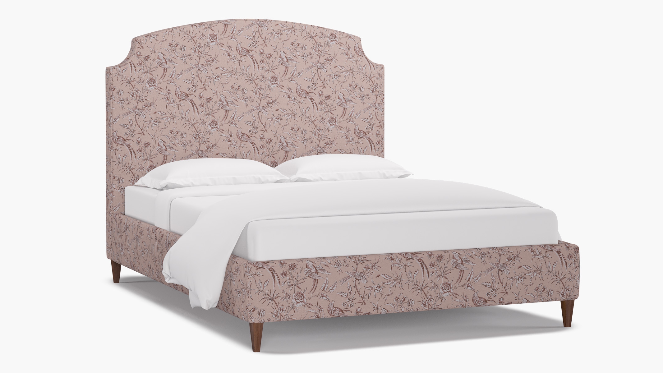 Cove Bed, Blush Aviary, Walnut Square Tapered Leg, Twin - Image 1