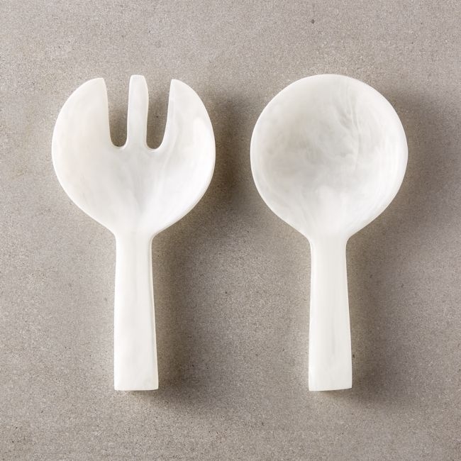 White Resin Salad Servers Set of 2 - Image 0