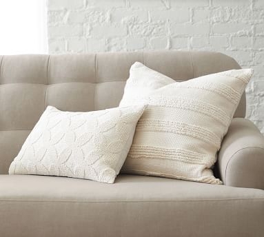 Damia Handwoven Textured Pillow Cover, 22", Ivory Multi - Image 2