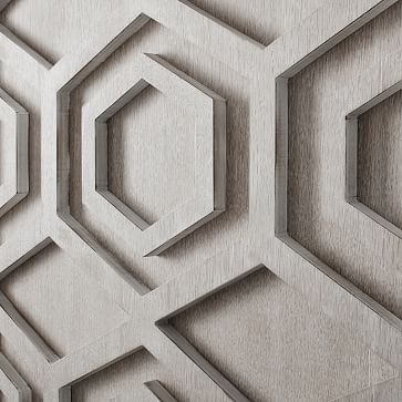 Graphic Wood Wall Art, Whitewashed, Hexagon, Individual - Image 2