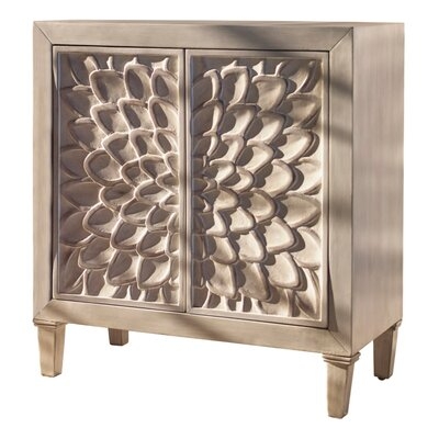 Accent Cabinet With Floral Carved Door White - Image 0