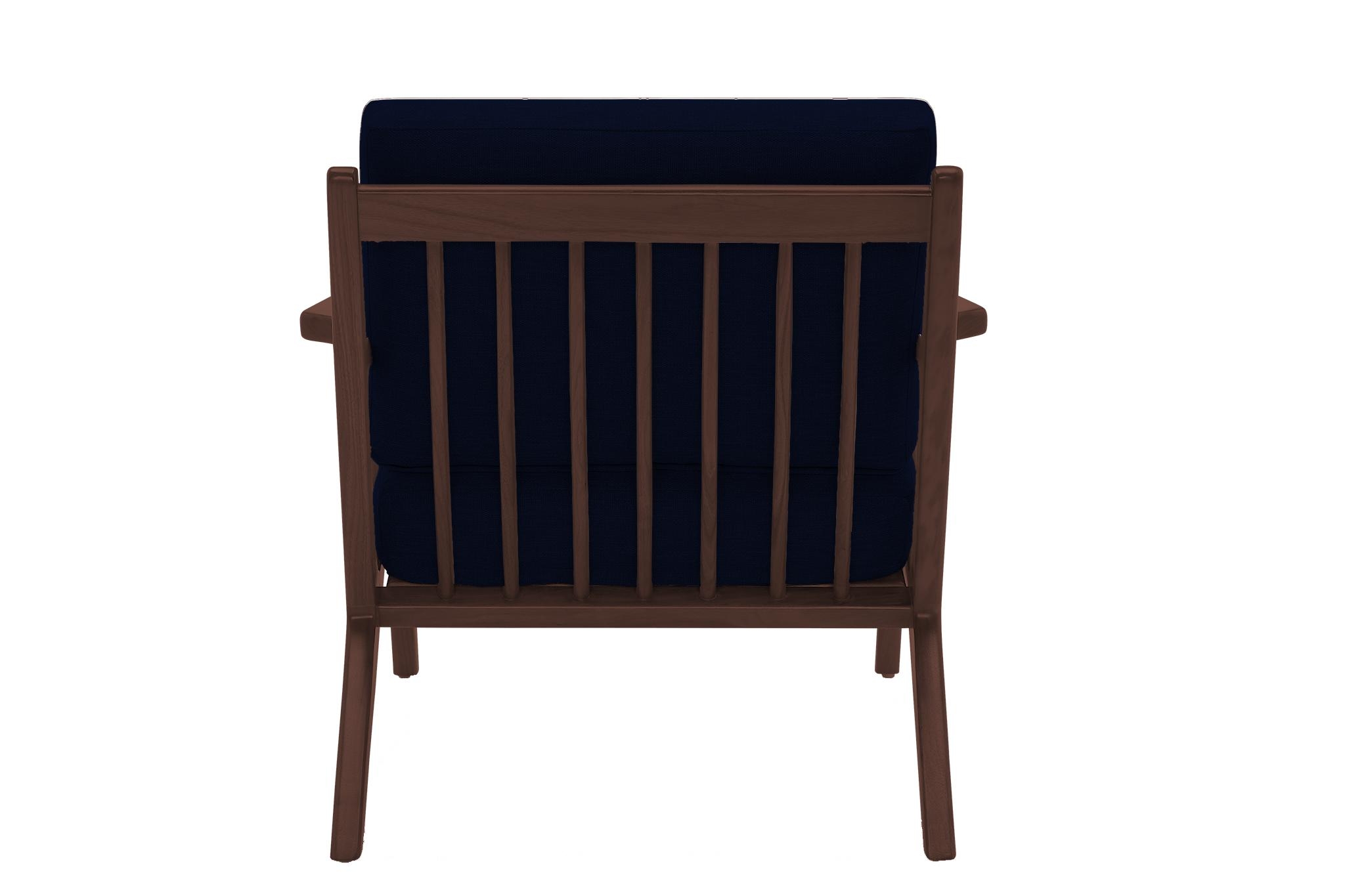 Blue Soto Mid Century Modern Apartment Chair - Royale Cobalt - Walnut - Image 4