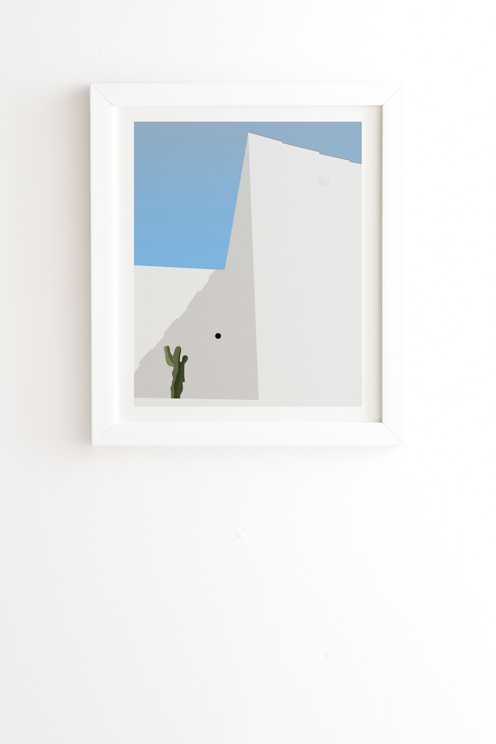 Santorini Illustration by Mambo Art Studio - Framed Wall Art Basic White 11" x 13" - Image 0