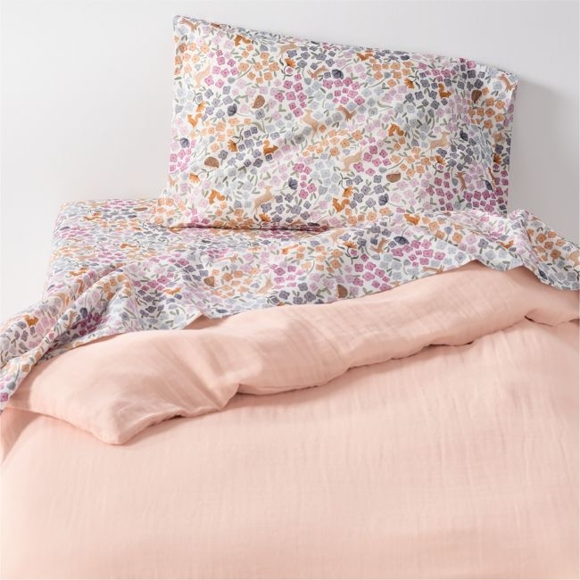 Supersoft Pale Pink Organic Cotton Gauze Toddler Duvet Cover - Image 0