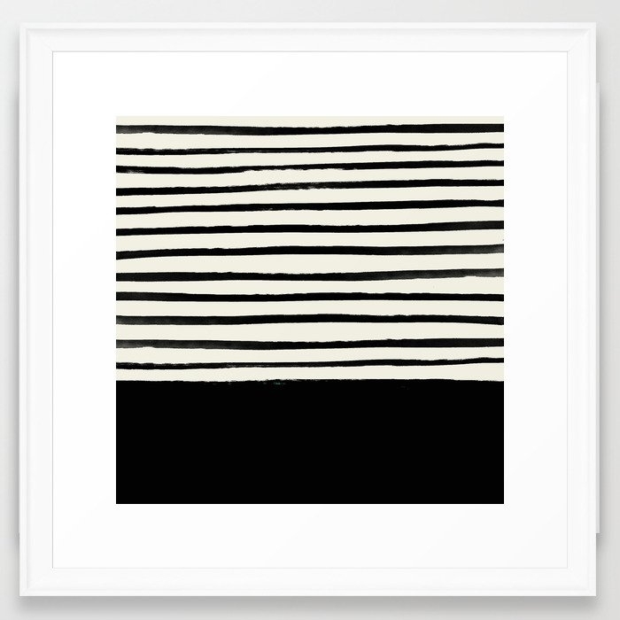 Black X Stripes Framed Art Print by Leah Flores - Scoop White - MEDIUM (Gallery)-22x22 - Image 0