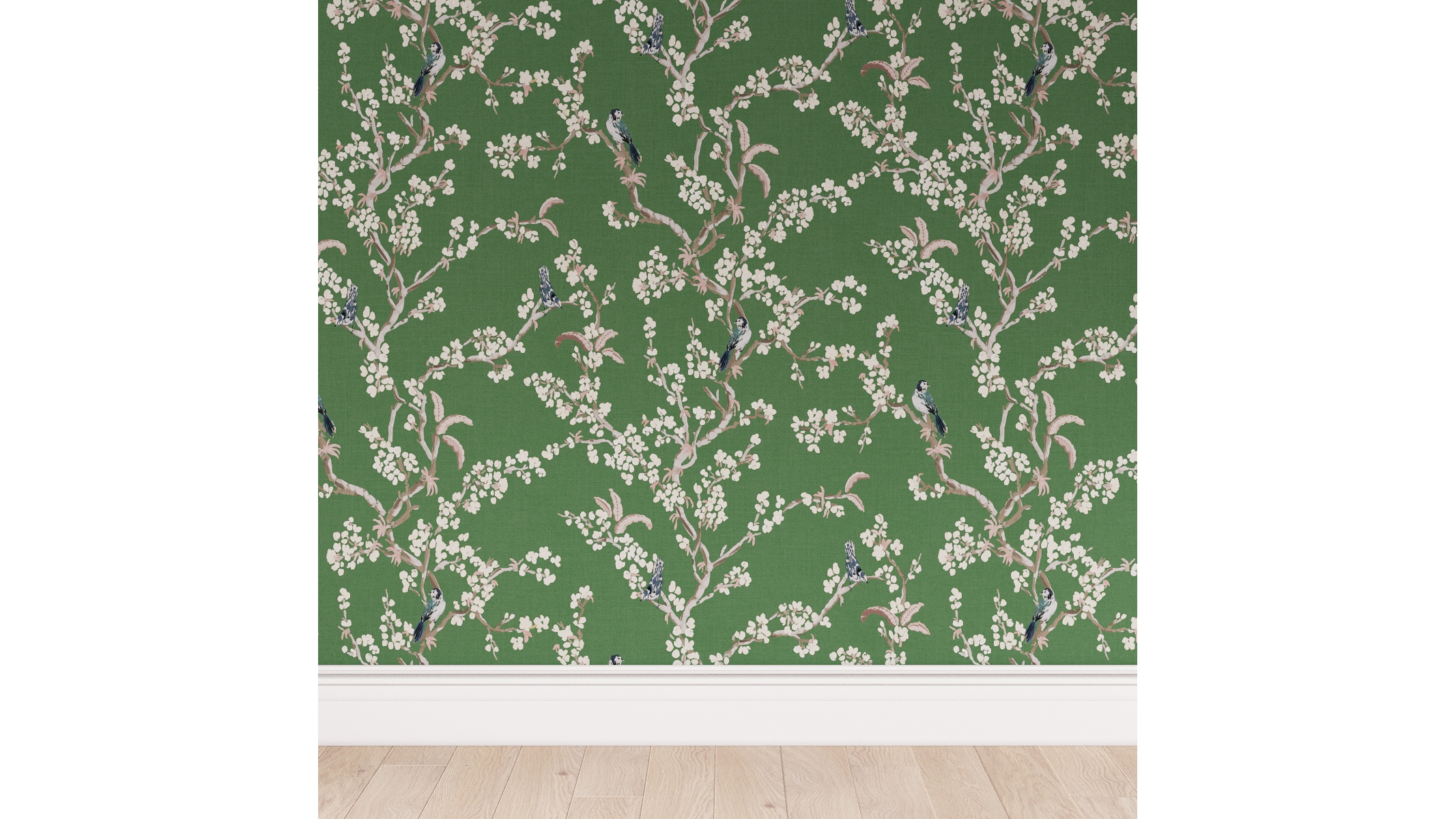 Peel and Stick Wallpaper Roll, Jade Cherry Blossom - Image 0