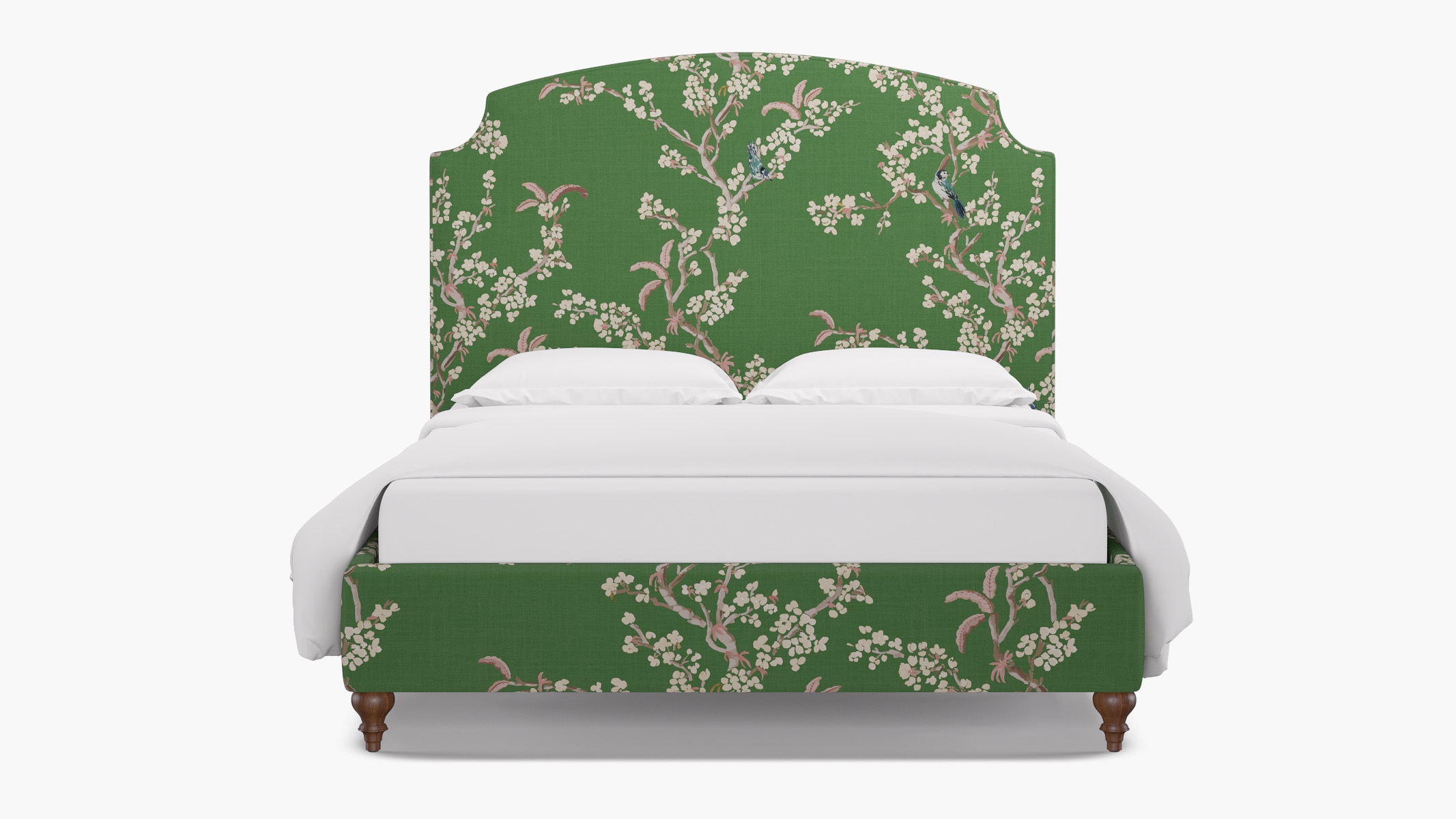 Cove Bed, Jade Cherry Blossom, Walnut Decorative Tapered Leg, Twin - Image 0