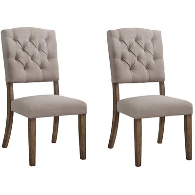 Farhi Side Chair (Set-2) In Cream Linen & Weathered Oak - Image 0