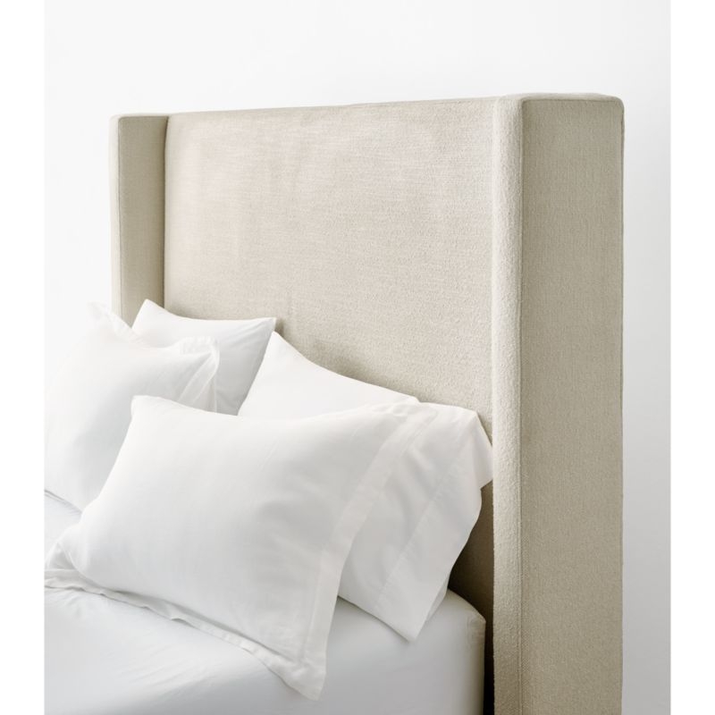 Arden 60" Ivory Upholstered King Headboard with Storage Bed Base - Image 1