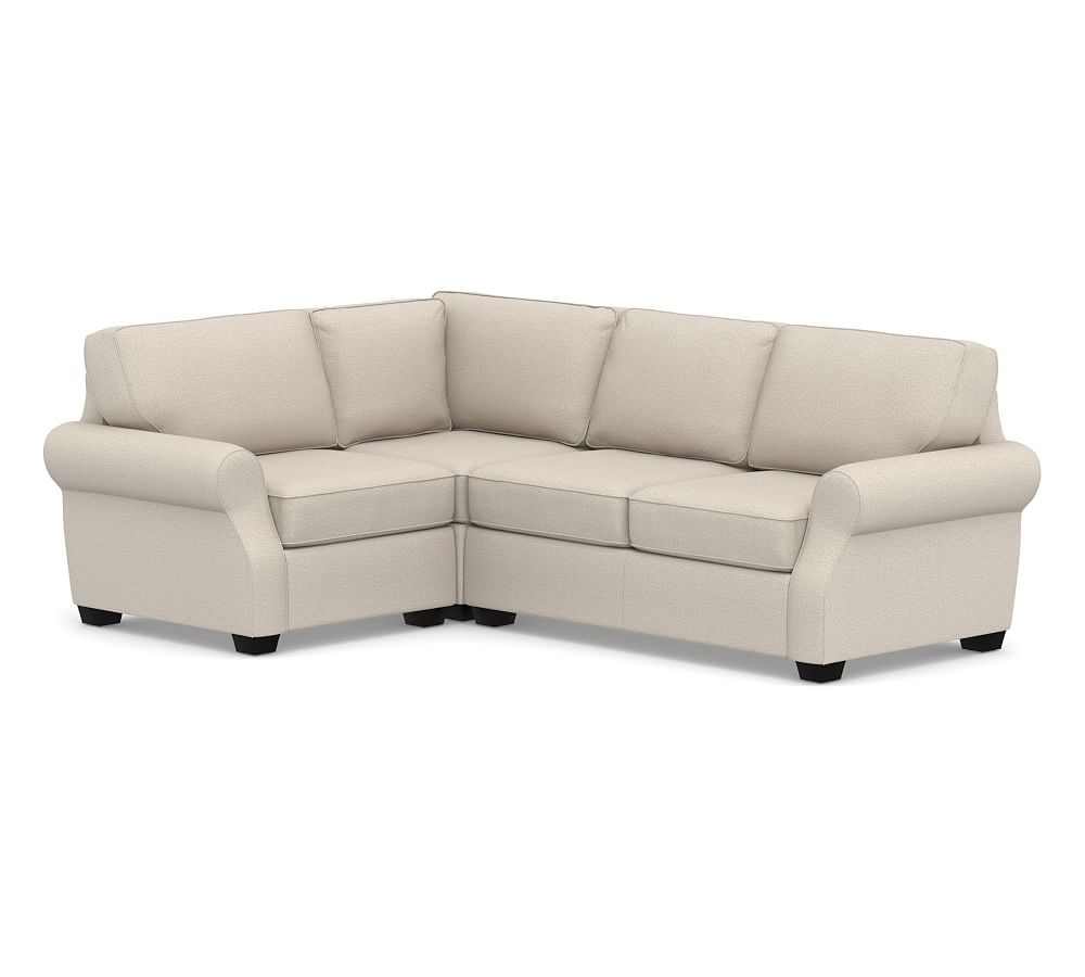 SoMa Fremont Roll Arm Upholstered Right Arm 3-Piece Corner Sectional, Polyester Wrapped Cushions, Performance Chateau Basketweave Oatmeal - Image 0