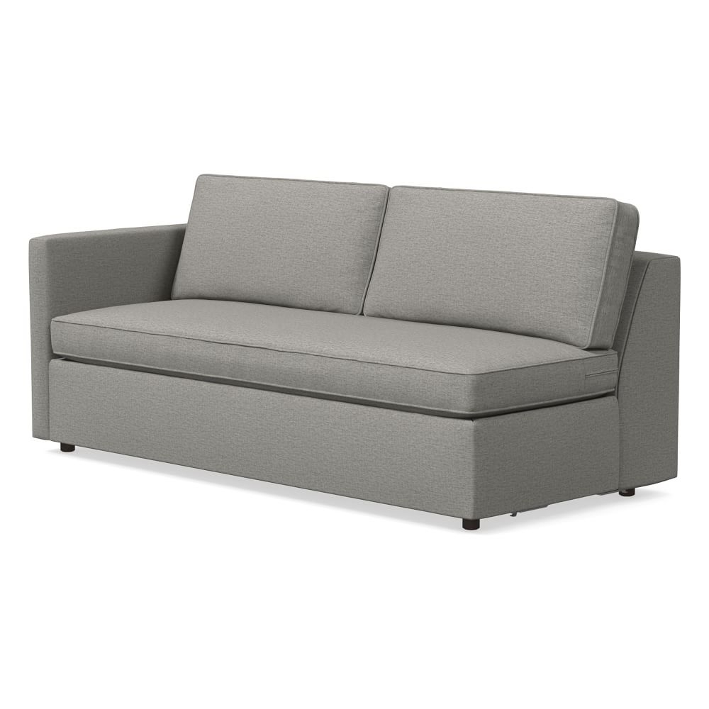 Harris Petite Left Arm 75" Sofa Bench, Poly, Twill, Silver, Concealed Supports - Image 0