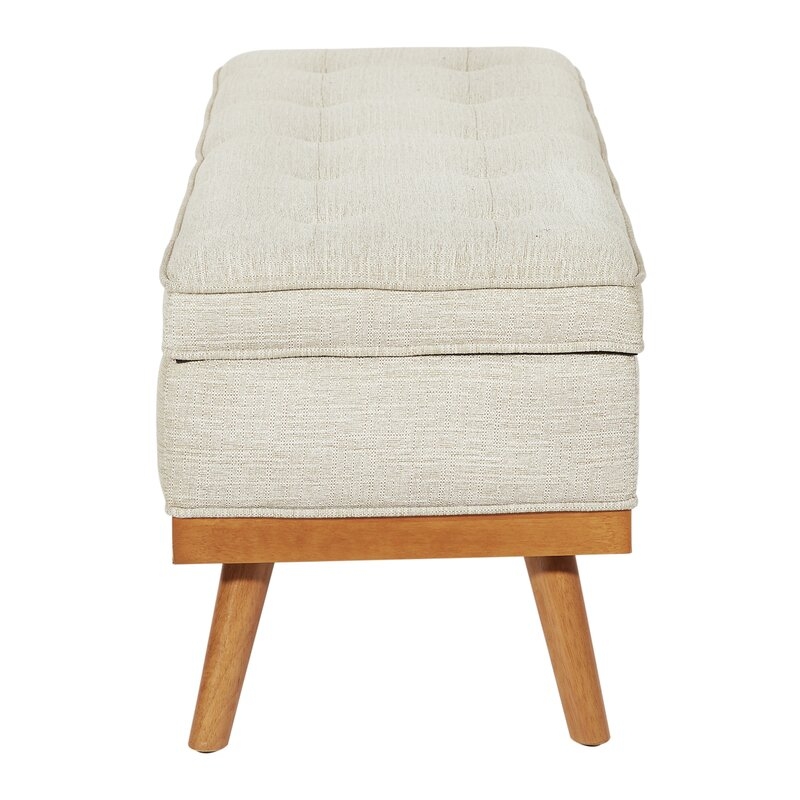 Boyu Upholstered Flip Top Storage Bench, Beige - Image 3