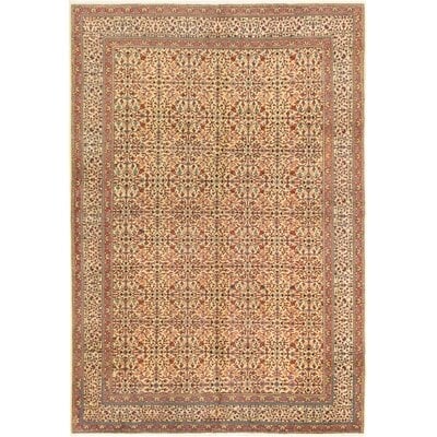 One-of-a-Kind Pender Hand-Knotted 1980s Keisari Tan/Red 6'7" x 9'6" Wool Area Rug - Image 0
