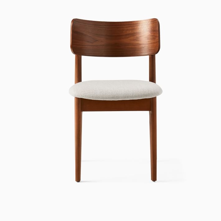 Lalia Dining Chair, Chunky Basketweave Stone, Cool Walnut - Image 1