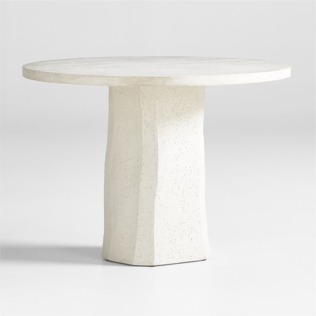 Contemplation 41.5" Round White Travertine and Concrete Entryway Table by Athena Calderone - Image 0