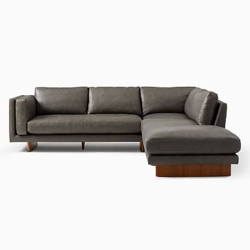 Anton Sectional Set 8: LA 66" Sofa, Corner, Armless Single, Ottoman, Down, Sierra Leather, Licorice, Burnt Wax - Image 2