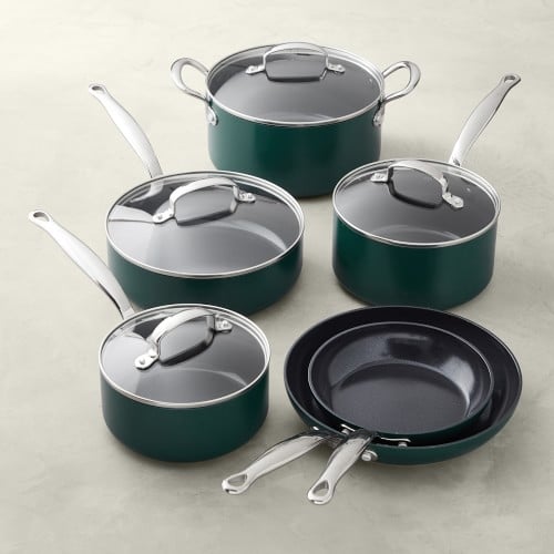 GreenPan(TM) Revolution Color Ceramic Nonstick 10-Piece Cookware Set, Teal - Image 0