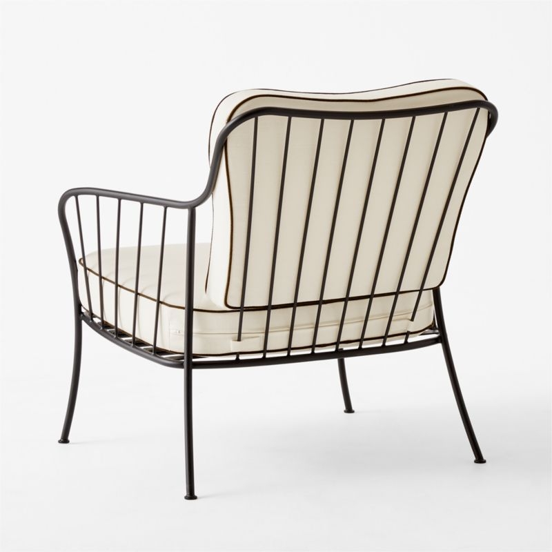Welling Black Metal Outdoor Lounge Chair with White Cushions - Image 4