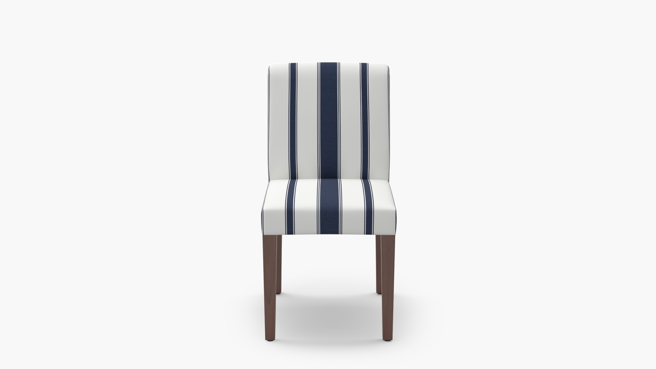 Signature Dining Chair, Navy Clarence Stripe, Walnut Square Tapered Leg - Image 0