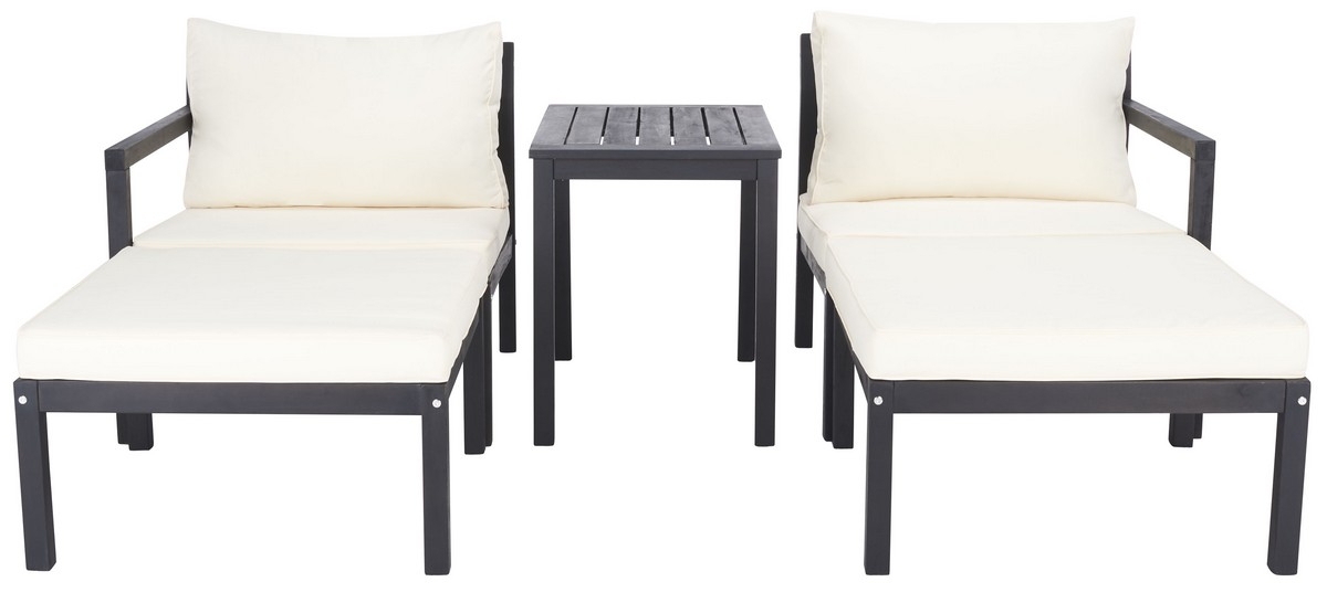Pratia 5 Pc Outdoor Set - Dark Slate Gray/Beige - Safavieh - Image 0