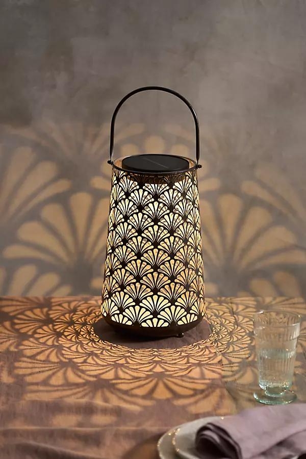 Perforated Foliage Solar Lantern, Brown - Image 0