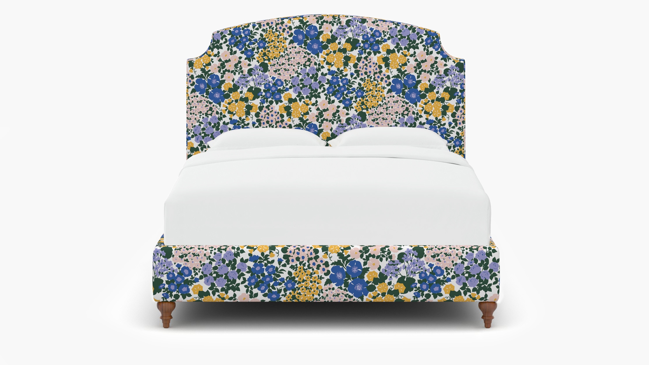 Cove Bed, Lavender Million Flowers, Walnut Traditional Turned Leg, King - Image 0