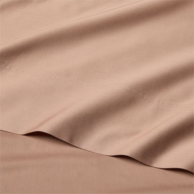 Classic Organic Cotton Sateen 520 Thread Count Dark Taupe Queen Sheet Set - Image 1