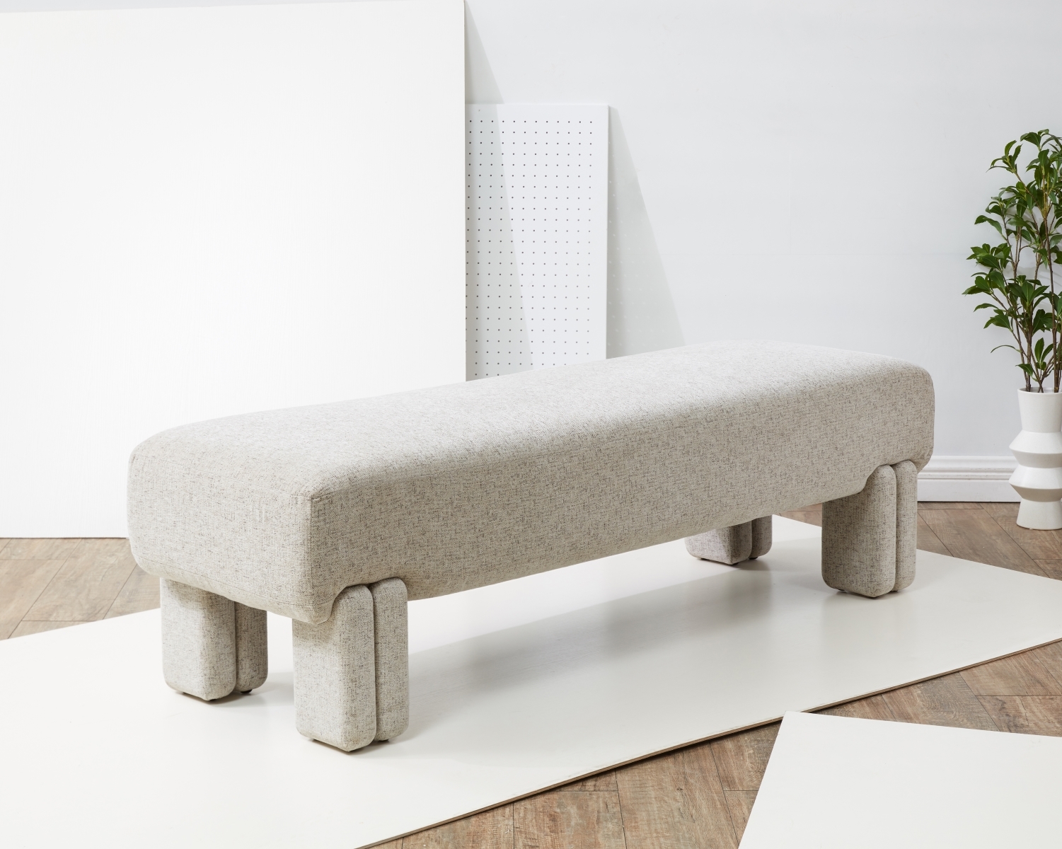 Leslee Upholstered Bench - Taupe - Image 1