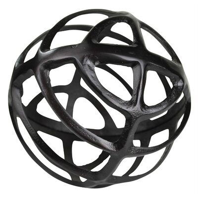 Open Design Metal Frame Sphere Accent Decor, Set Of 2, Brass - Image 0