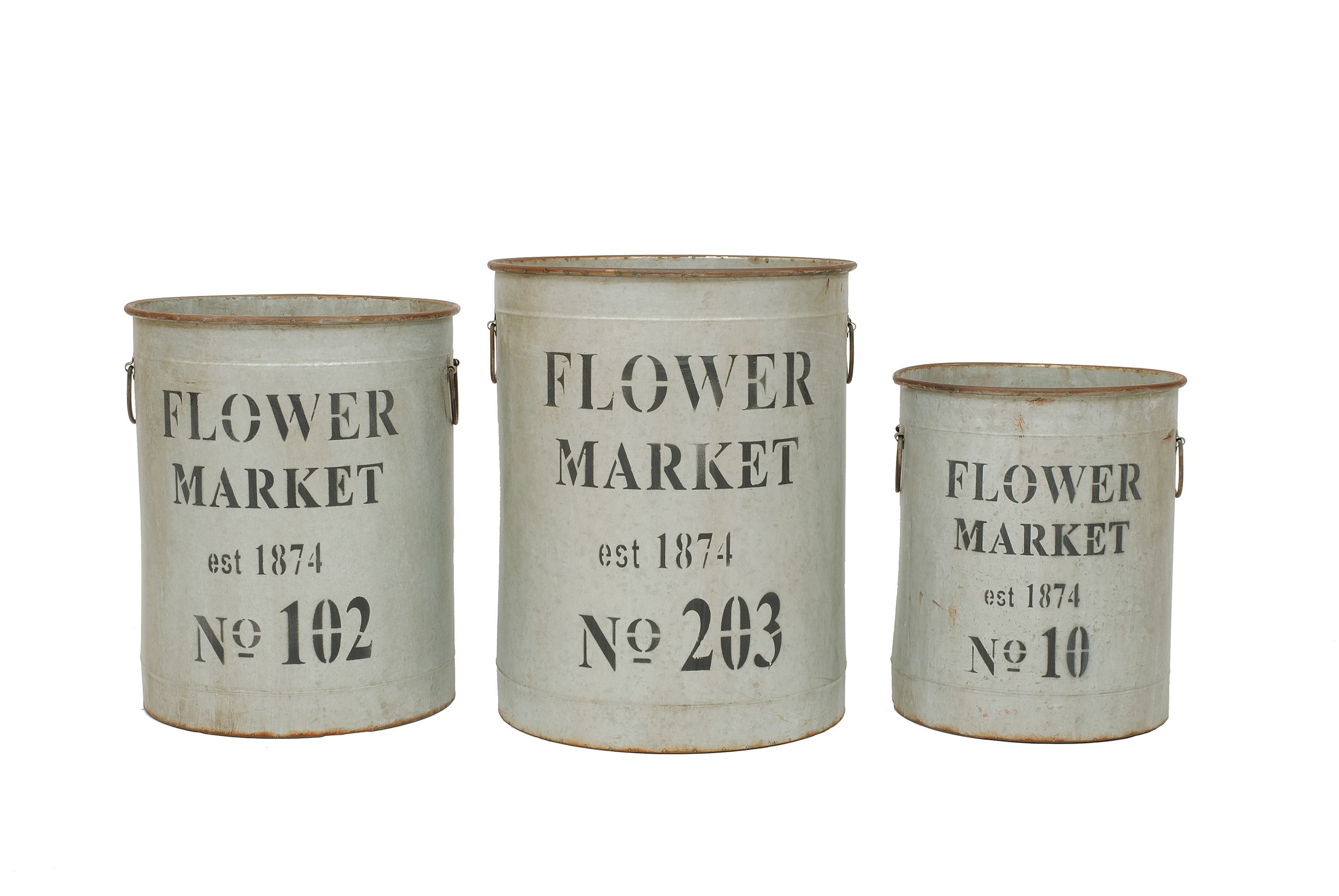 Metal Flower Market Buckets (Set of 3 Sizes) - Image 0