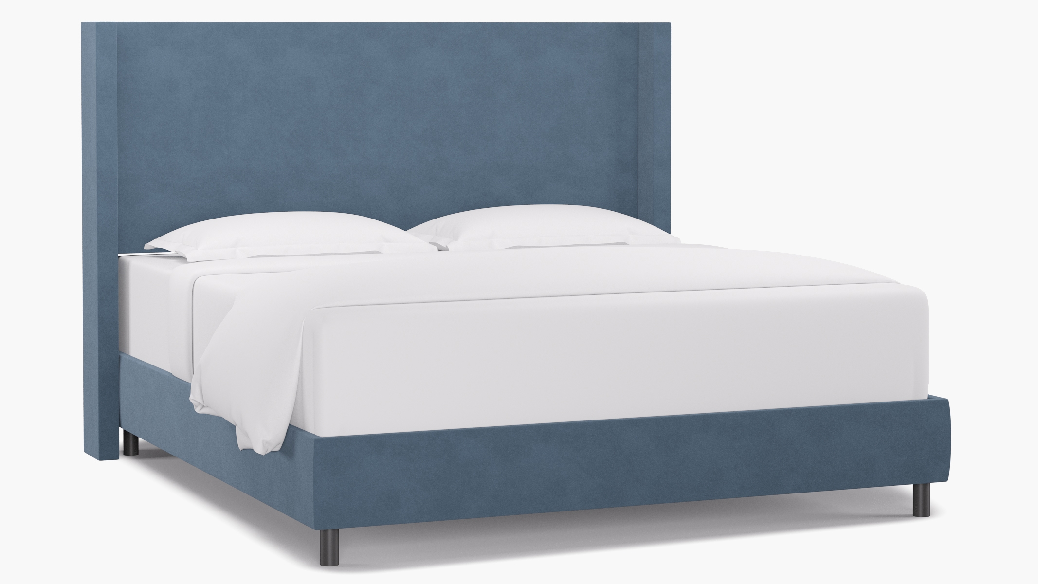 Modern Wingback Bed, Ocean Classic Velvet, King - Image 0