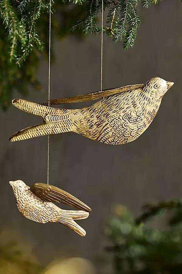 Golden Songbird Ornaments, Set of 2 - Image 0