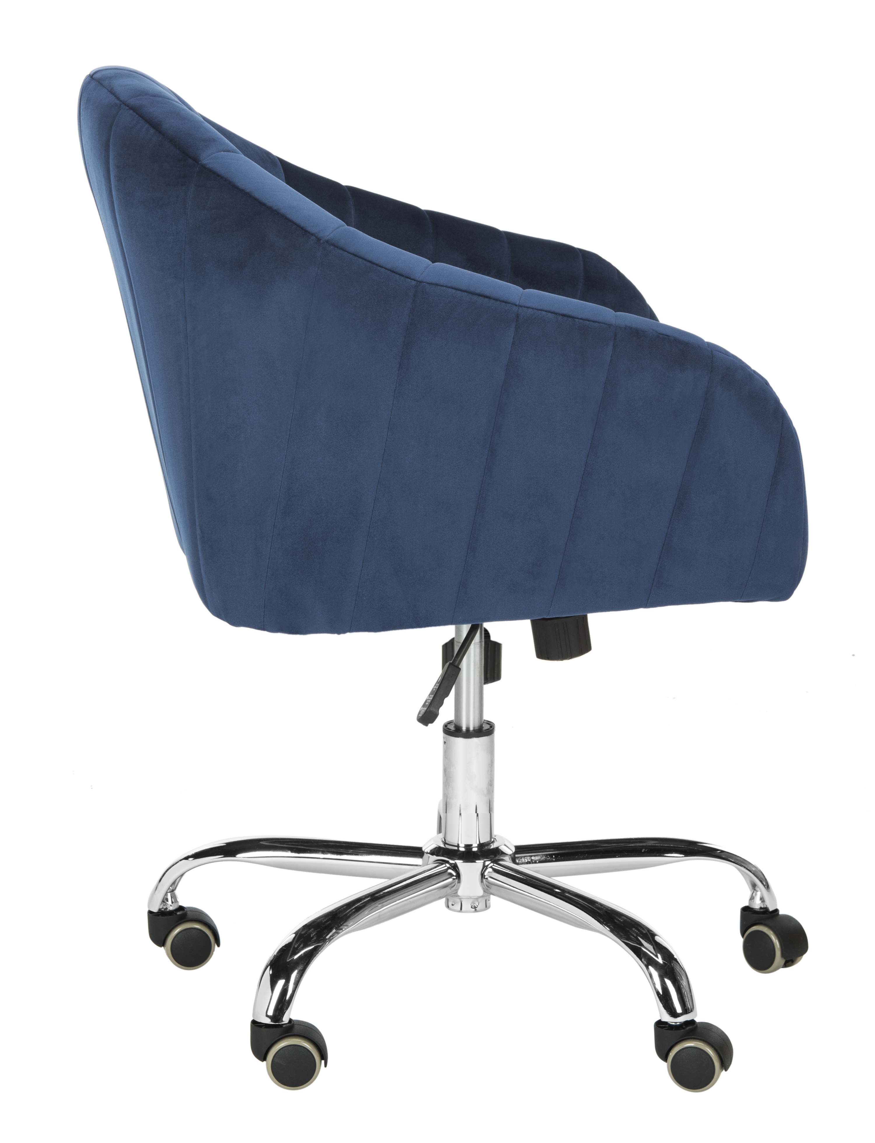 Themis Velvet Chrome Leg Swivel Office Chair - Navy/Chrome - Safavieh - Image 2
