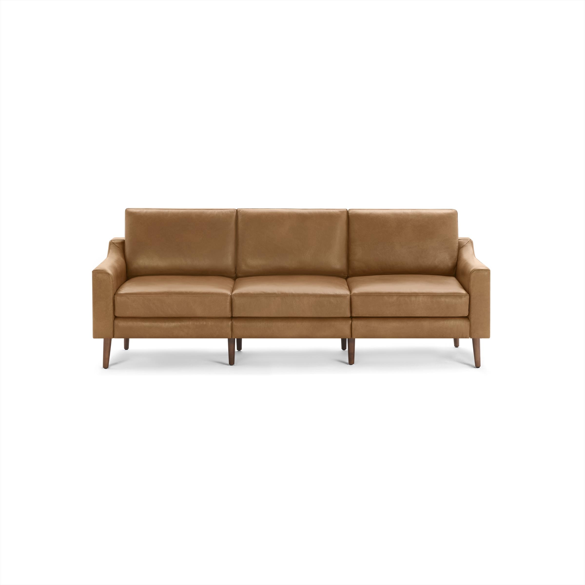Nomad Leather Sofa in Camel, Walnut Legs, Leg Finish: WalnutLegs - Image 0