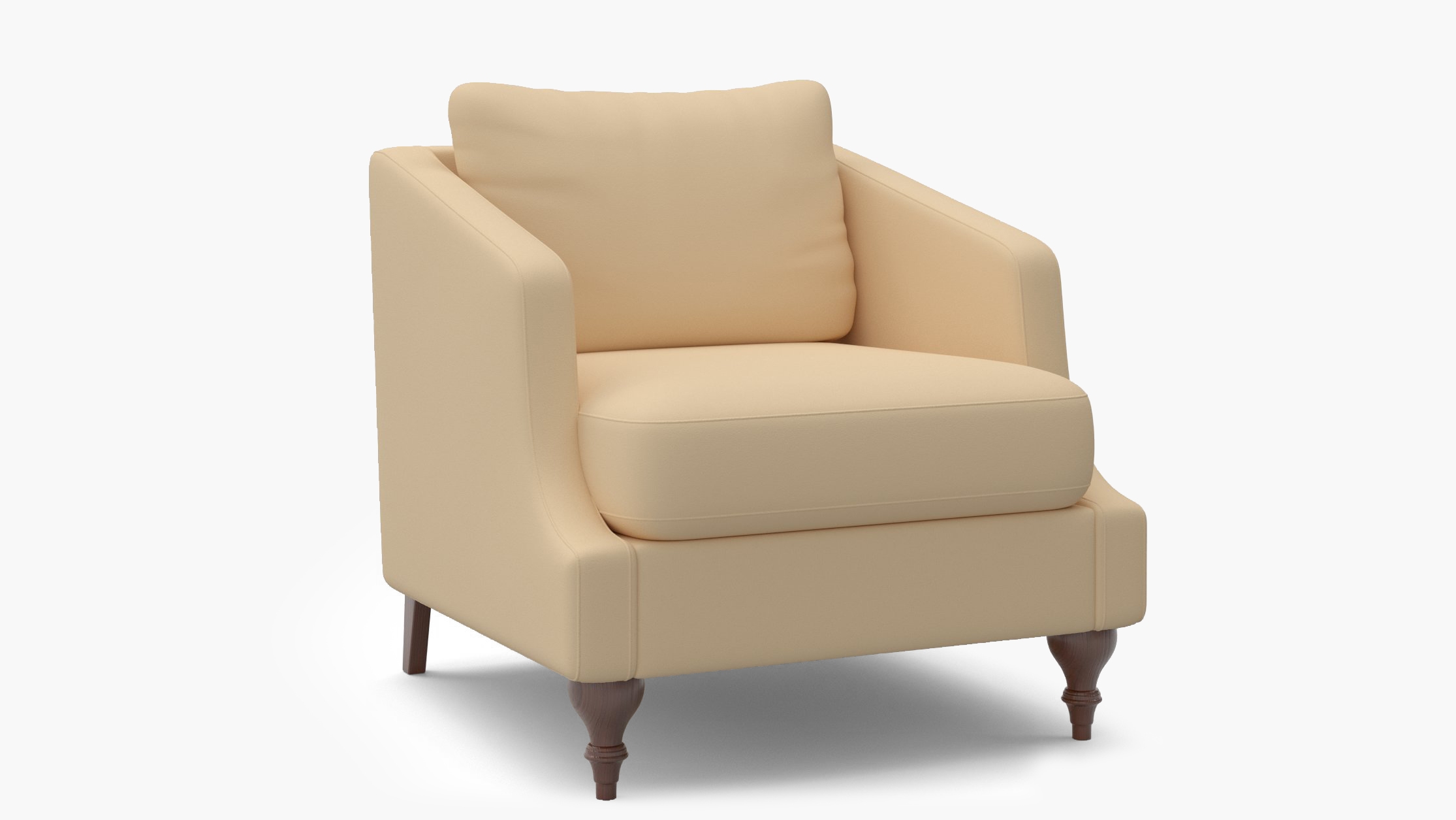 Slope Arm Chair, Flax Twill, Walnut Turned Wood Leg - Image 1