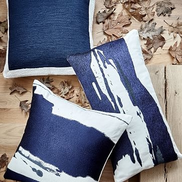 Ink Abstract Pillow Cover, 20"x20", Blue Iron - Image 5