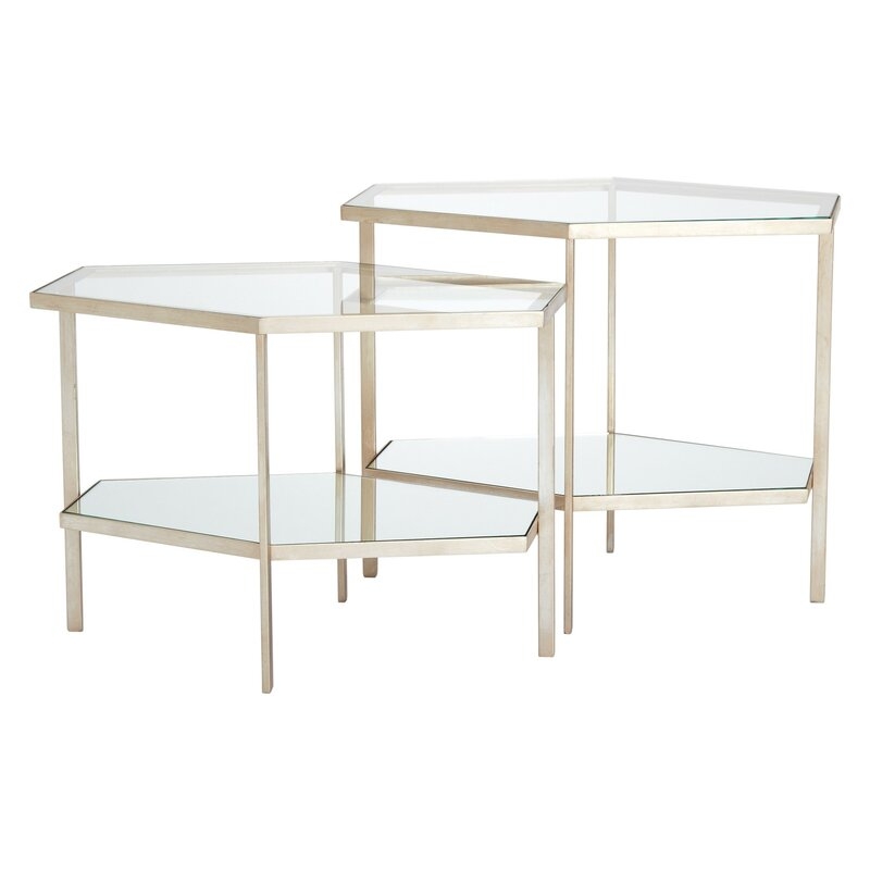 Global Views Coffee Table with Storage Size: 18" H x 17" W x 25" D, Color: Silver Leaf - Image 0