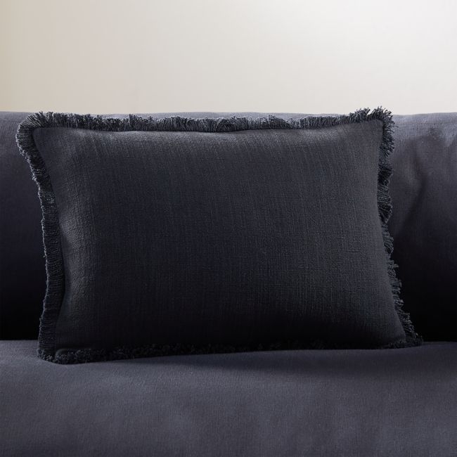 18"x12" Eyelash Black Pillow with Down-Alternative Insert - Image 1