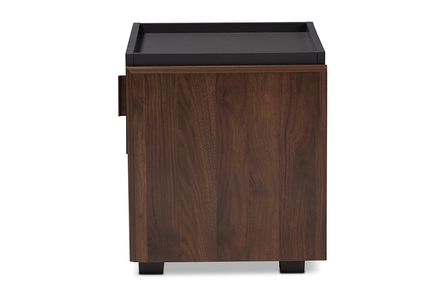 Rikke Modern and Contemporary Two-Tone Gray and Walnut Finished Wood 1-Drawer Nightstand - Image 4