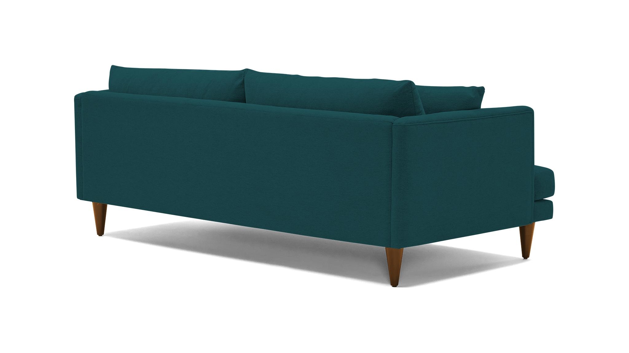 Blue Lewis Mid Century Modern Sofa - Royale Peacock - Mocha - Cone - Image 3
