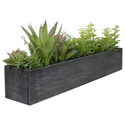 23" Artificial Mixed Succulent Plants In A Rectangular Planter - Image 0