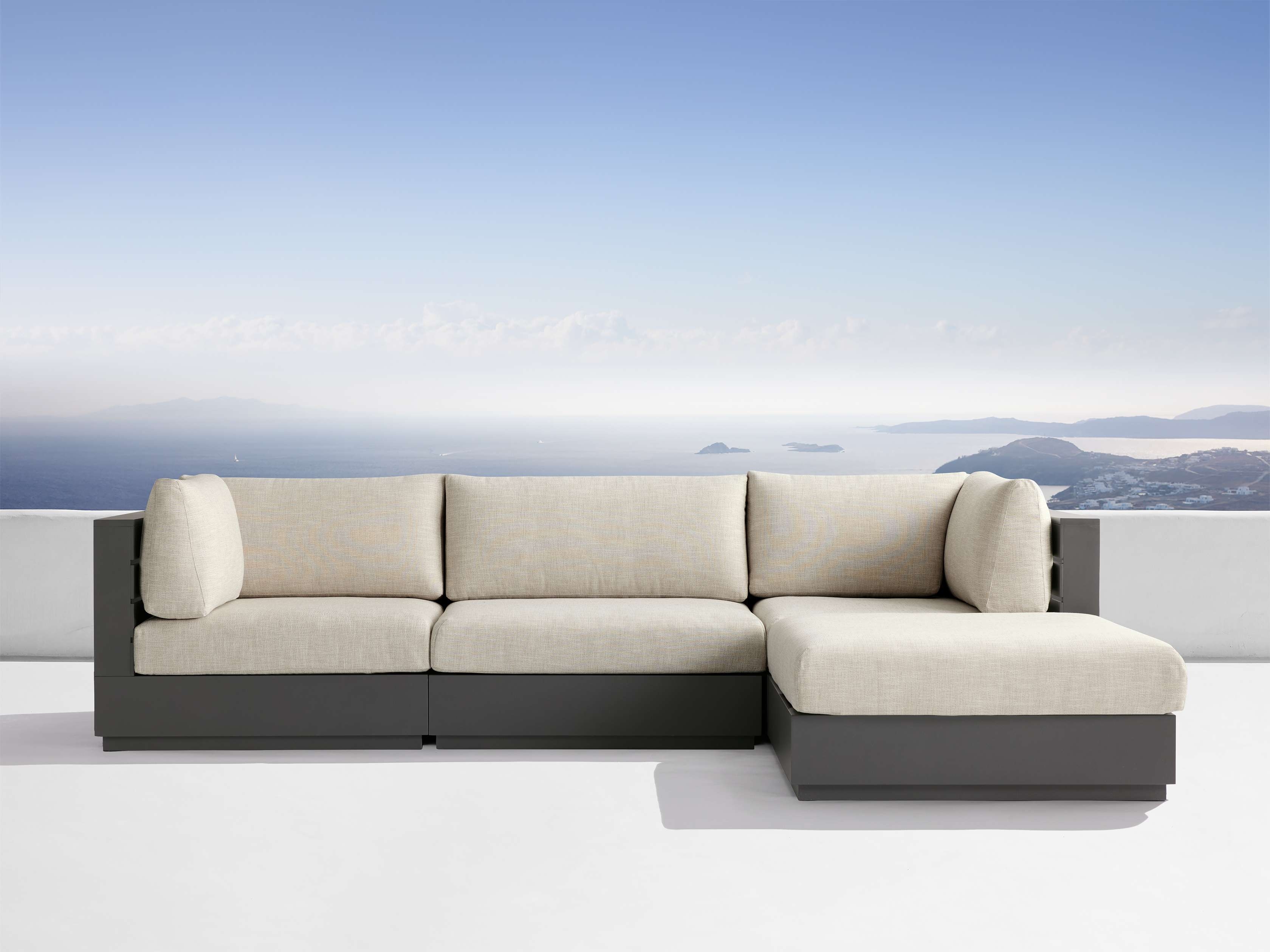 Bal Harbour Outdoor Four-Piece Sectional Aluminum in Gray  Eden Oyster - Image 0