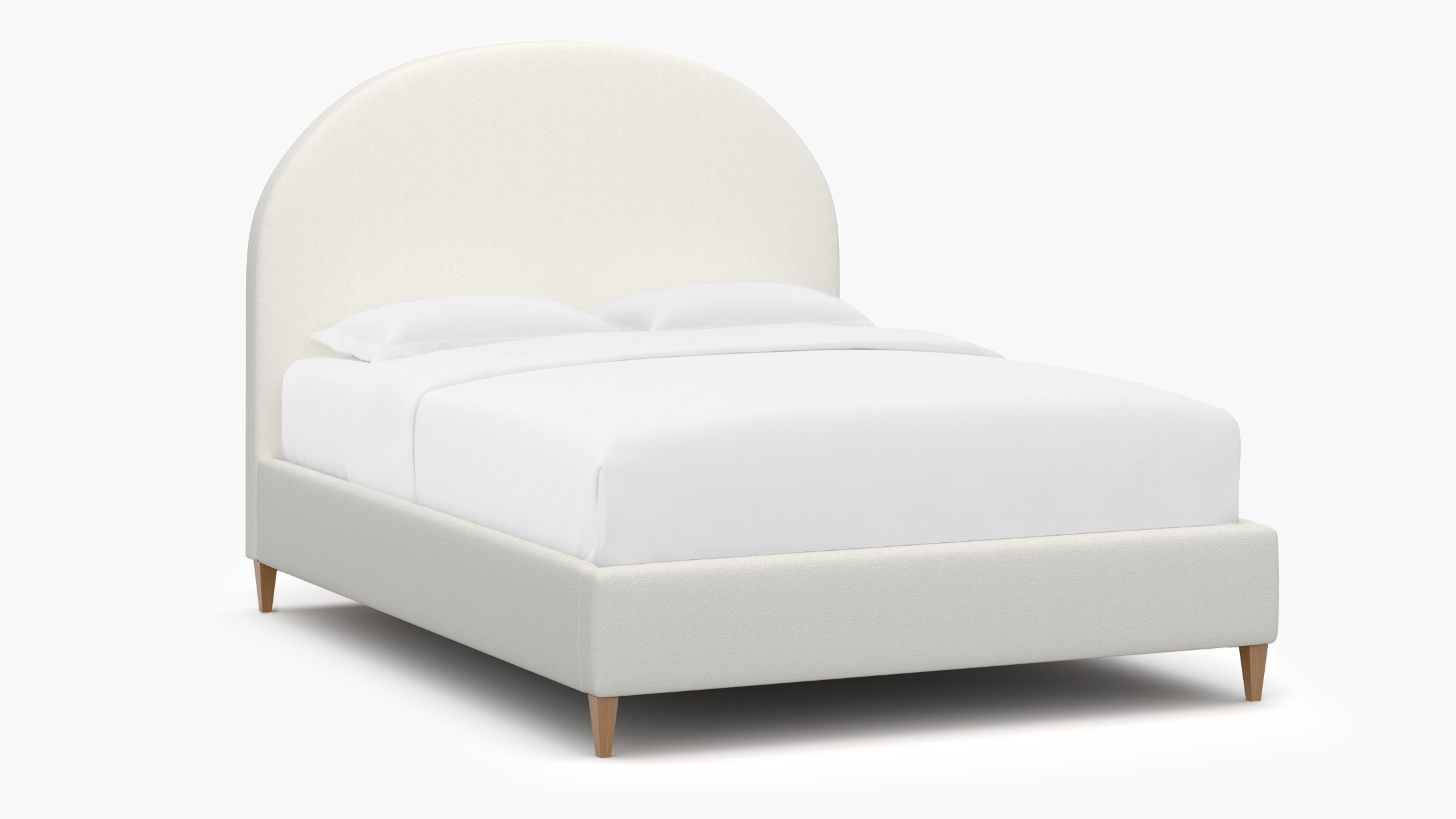 Demilune Bed, Snow Boucle, Natural Square Tapered Leg, King - Image 1