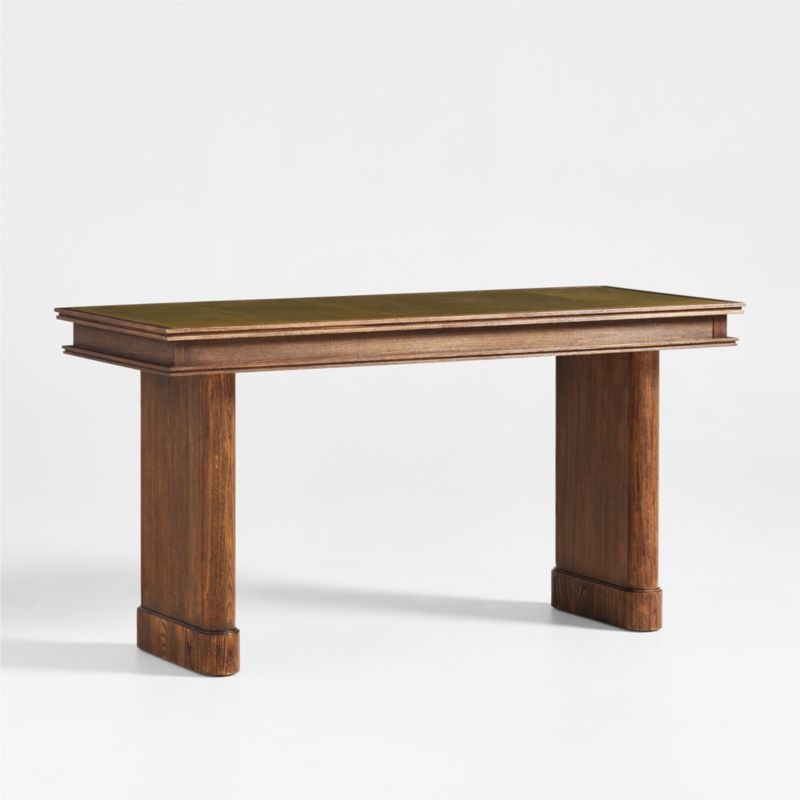 Jake Cocoa Leather and Elm Wood Desk with Drawers by Jake Arnold - Image 6