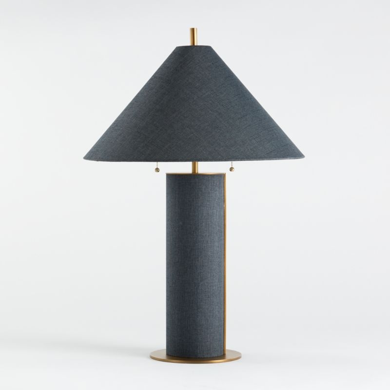 Remi Blue Linen Table Lamp - Image 3